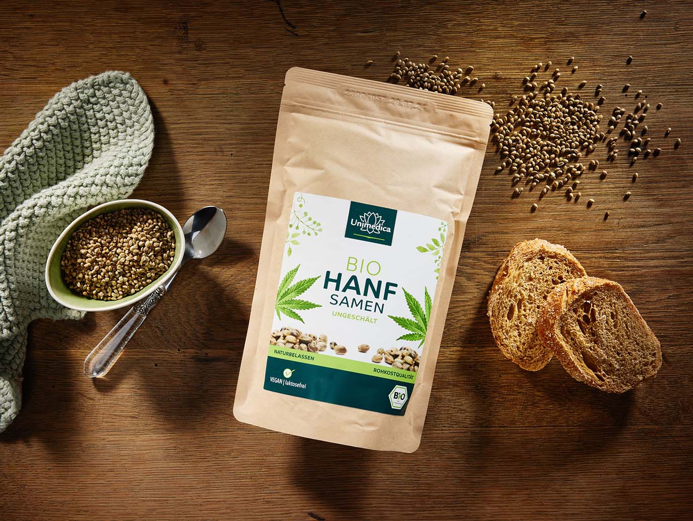 Organic hemp seeds - unhulled - natural - 500 g - from Unimedica